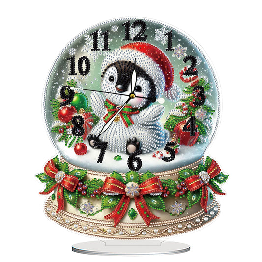 Christmas Crystal Ball Design 2D Flat Acrylic DIY Diamond Painting Clock Kit