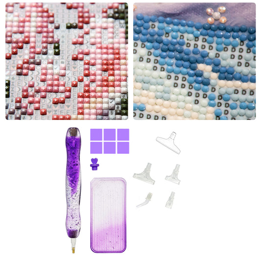 DIY Diamond Painting Pen Diamond Art Pen Diamond Painting Tools (14pcs Purple)