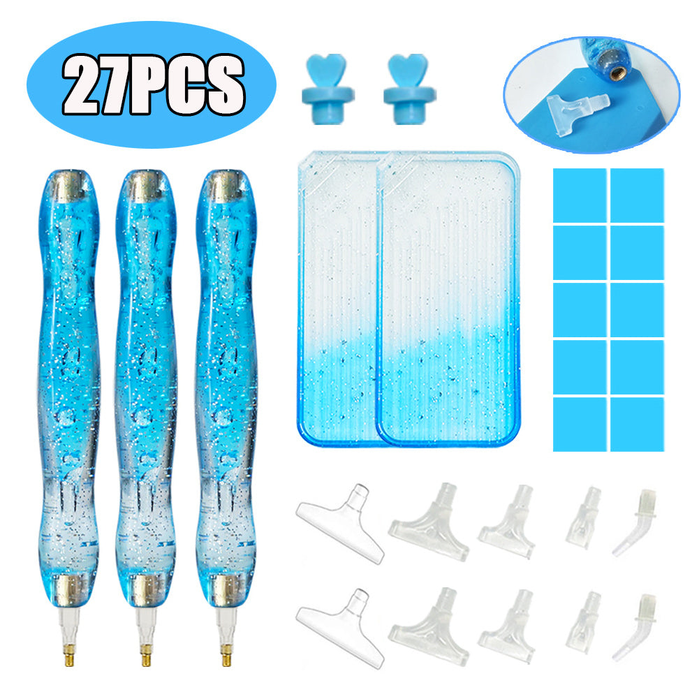 DIY Diamond Painting Pen Diamond Art Pen Diamond Painting Tools (27pcs Blue)
