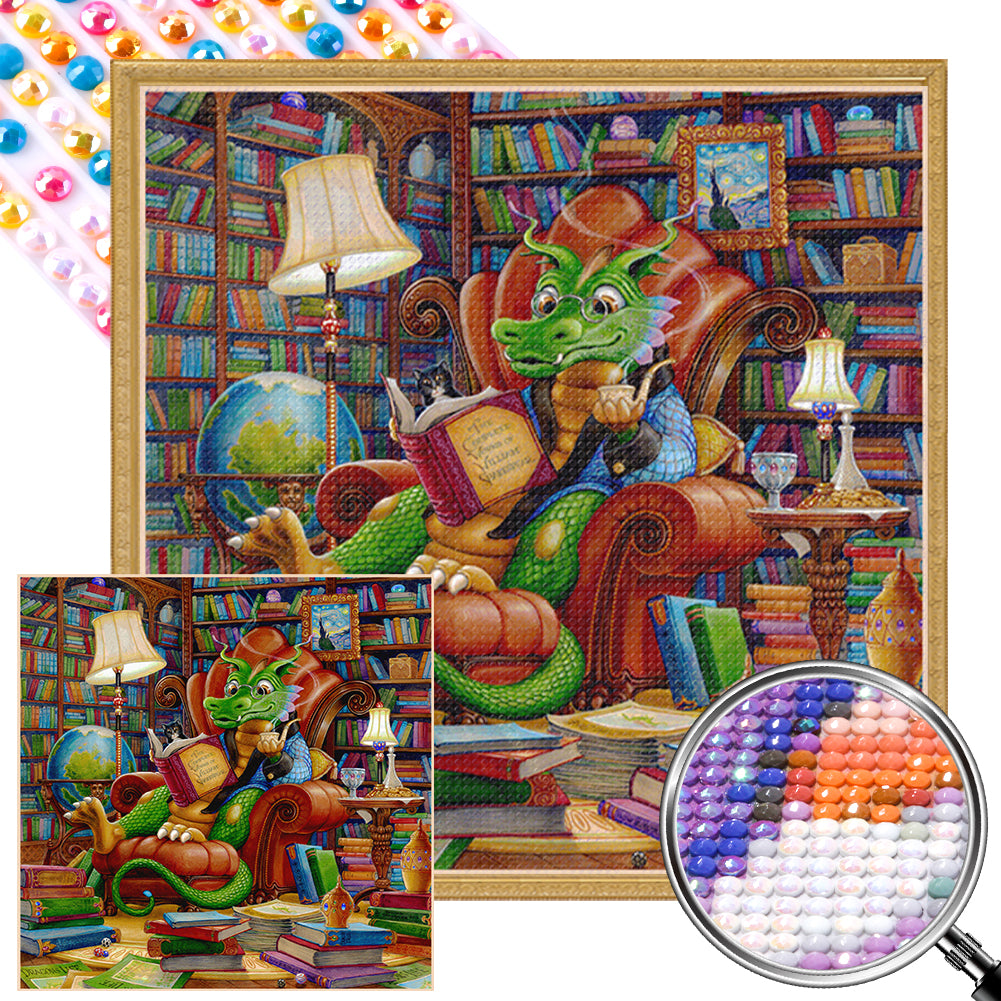 AB Diamond Painting - Full Round - Reading Dinosaur (40*40CM)
