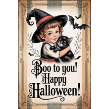 Load image into Gallery viewer, Diamond Painting - Full Round - Halloween Witch And Cat (30*45CM)
