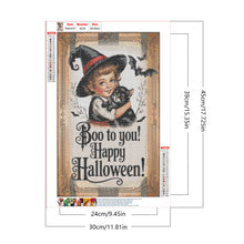 Load image into Gallery viewer, Diamond Painting - Full Round - Halloween Witch And Cat (30*45CM)
