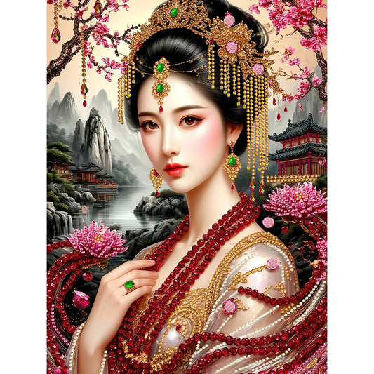 Diamond Painting - Partial Special Shaped - Chinese Style Girl (30*40CM)