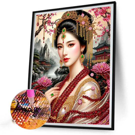 Diamond Painting - Partial Special Shaped - Chinese Style Girl (30*40CM)