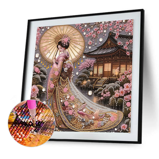 Diamond Painting - Partial Special Shaped - Japanese Girl (30*30CM)
