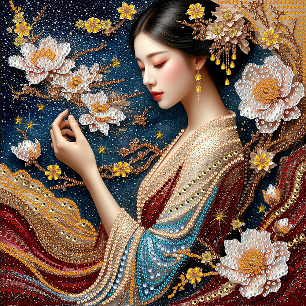 Diamond Painting - Partial Special Shaped - Traditional Style Girl (30*30CM)