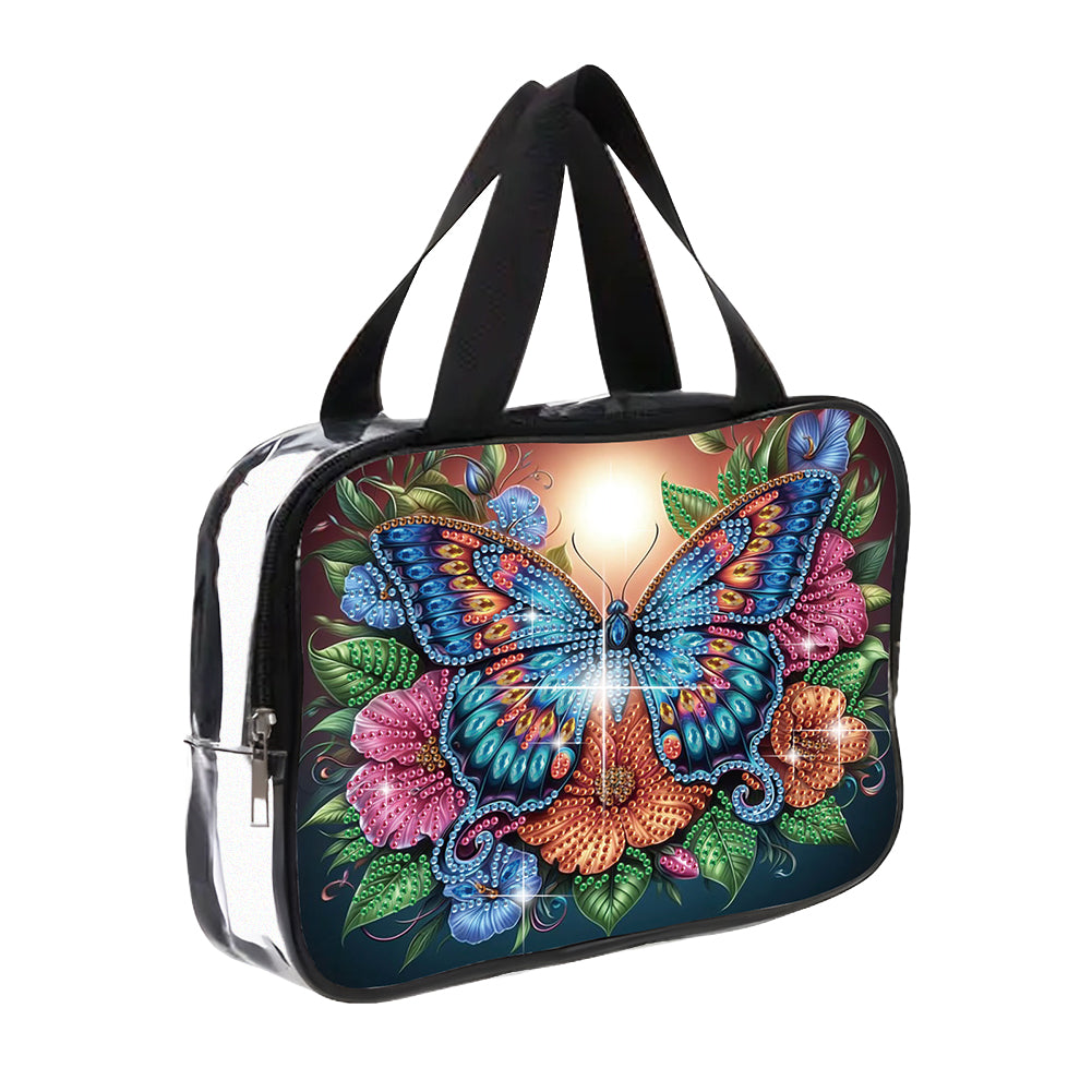 DIY Butterfly Diamond Art Rhinestone Makeup Bag Transparent PVC Storage Pack