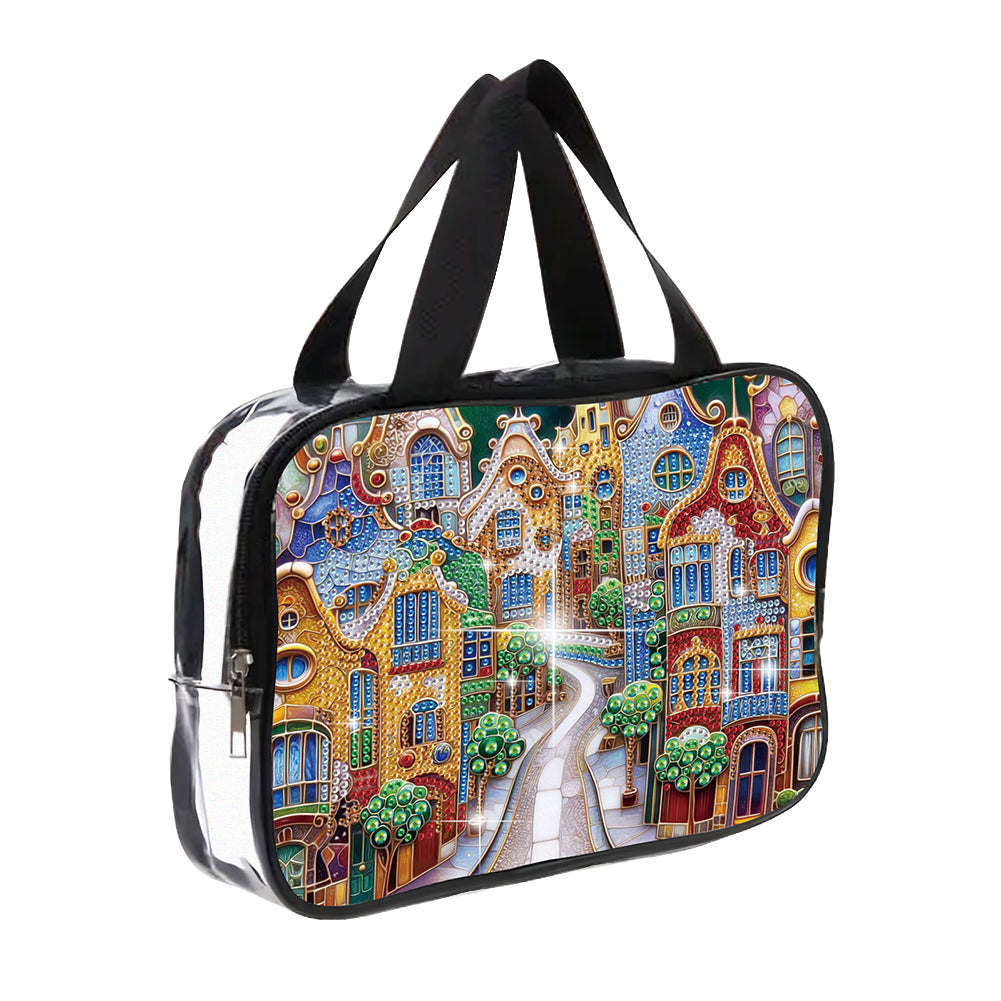 DIY House Diamond Art Rhinestone Makeup Bag Transparent PVC Storage Pack Gift