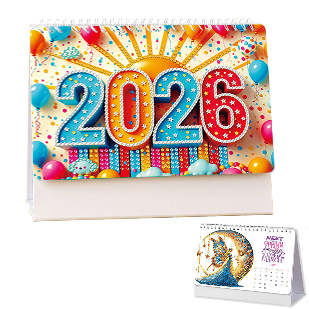 2026 Calendar Diamond Painting Kit DIY Diamond Art Desk Calendar for Home Office