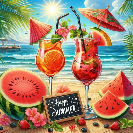 Diamond Painting - Full Round - Summer Beach Watermelon Drink (30*30CM)