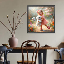 Load image into Gallery viewer, Diamond Painting - Full Round - Dog And Little Girl (40*40CM)
