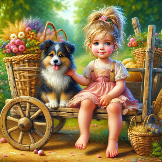 Diamond Painting - Full Round - Dog And Child (40*40CM)