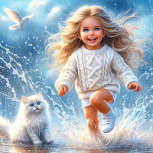Load image into Gallery viewer, Diamond Painting - Full Round - Cat And Child (40*40CM)
