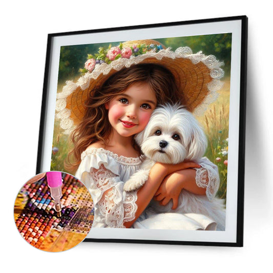 Diamond Painting - Full Round - Dog And Child (40*40CM)