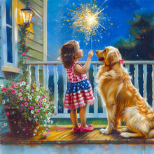 Load image into Gallery viewer, Diamond Painting - Full Round - Dog And Child (40*40CM)
