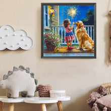 Load image into Gallery viewer, Diamond Painting - Full Round - Dog And Child (40*40CM)
