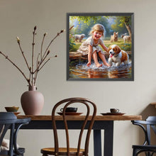 Load image into Gallery viewer, Diamond Painting - Full Round - Dog And Child (40*40CM)
