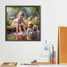 Load image into Gallery viewer, Diamond Painting - Full Round - Dog And Child (40*40CM)

