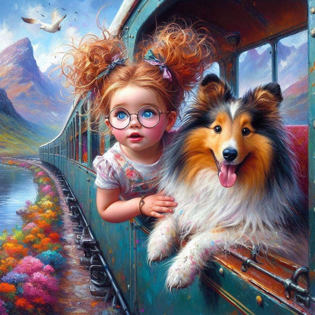 Diamond Painting - Full Round - Dog And Child (40*40CM)