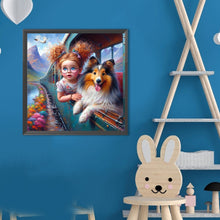 Load image into Gallery viewer, Diamond Painting - Full Round - Dog And Child (40*40CM)

