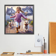 Load image into Gallery viewer, Diamond Painting - Full Round - Dog And Little Girl (40*40CM)
