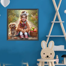 Load image into Gallery viewer, Diamond Painting - Full Round - Dog And Little Girl (40*40CM)
