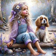 Load image into Gallery viewer, Diamond Painting - Full Round - Dog And Little Girl (40*40CM)
