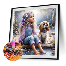 Load image into Gallery viewer, Diamond Painting - Full Round - Dog And Little Girl (40*40CM)
