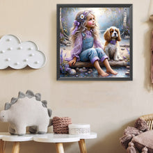 Load image into Gallery viewer, Diamond Painting - Full Round - Dog And Little Girl (40*40CM)
