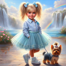 Load image into Gallery viewer, Diamond Painting - Full Round - Dog And Little Girl (40*40CM)
