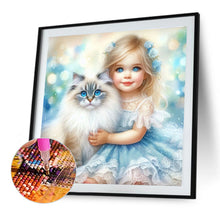Load image into Gallery viewer, Diamond Painting - Full Round - Cat And Little Girl (40*40CM)
