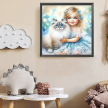 Load image into Gallery viewer, Diamond Painting - Full Round - Cat And Little Girl (40*40CM)
