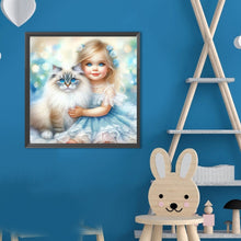 Load image into Gallery viewer, Diamond Painting - Full Round - Cat And Little Girl (40*40CM)
