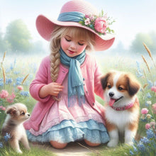 Load image into Gallery viewer, Diamond Painting - Full Round - Dog And Little Girl (40*40CM)
