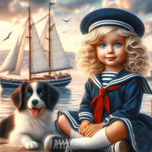 Load image into Gallery viewer, Diamond Painting - Full Round - Dog And Little Girl (40*40CM)
