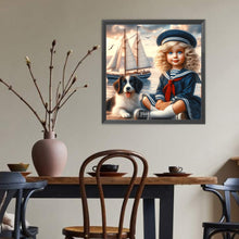 Load image into Gallery viewer, Diamond Painting - Full Round - Dog And Little Girl (40*40CM)
