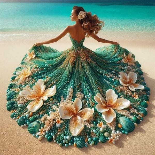 AB Diamond Painting - Full Round - Beach big skirt girl (40*40CM)