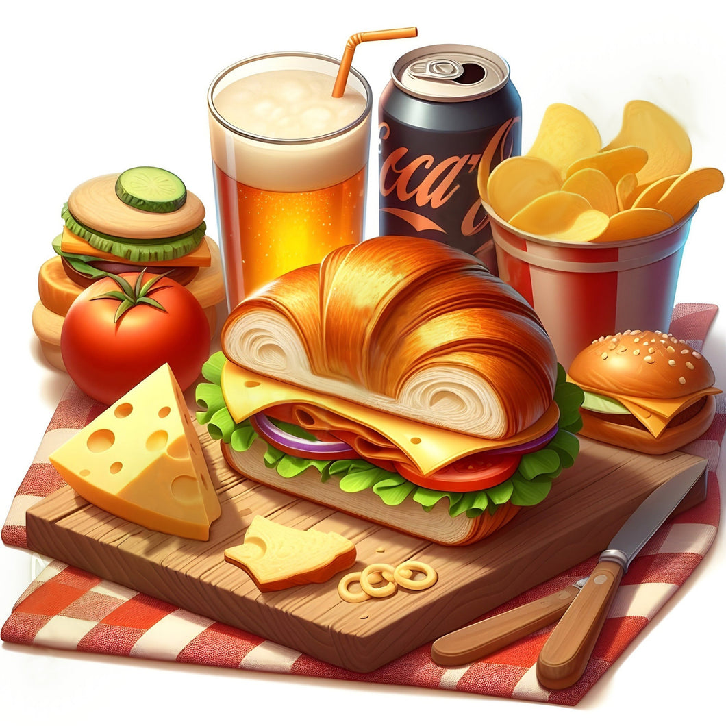 AB Diamond Painting - Full Round - Hamburger Baguette (40*40CM)