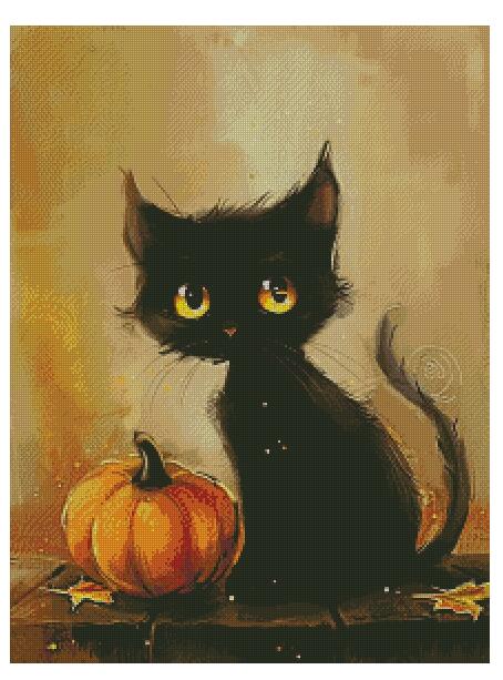 AB Diamond Painting - Full Round - Halloween Pumpkin Cat (40*50CM)