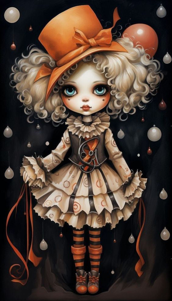 AB Diamond Painting - Full Round - Dark big eyes doll girl (40*70CM)