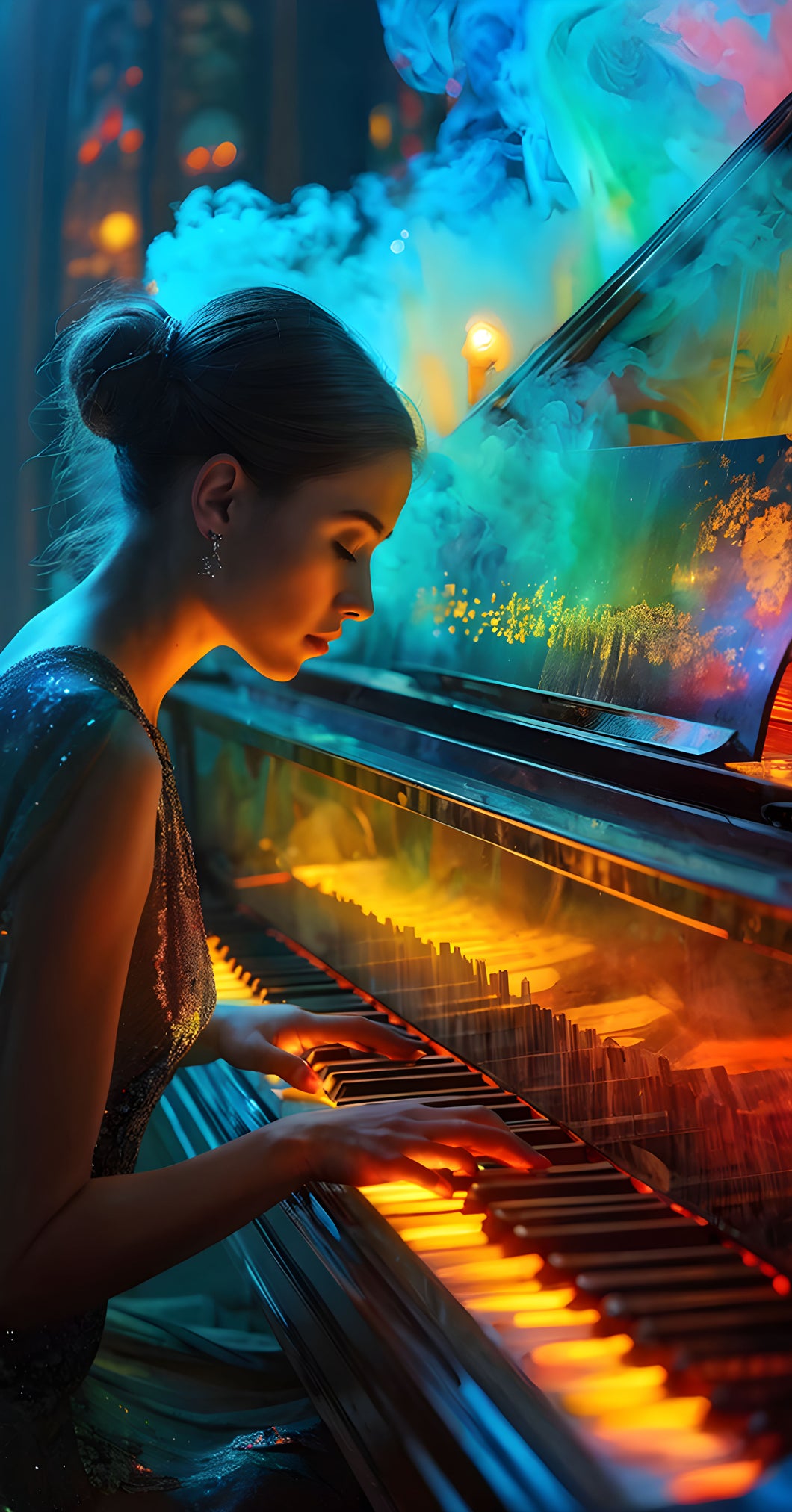 AB Diamond Painting - Full Round - Girl playing piano (40*75CM)