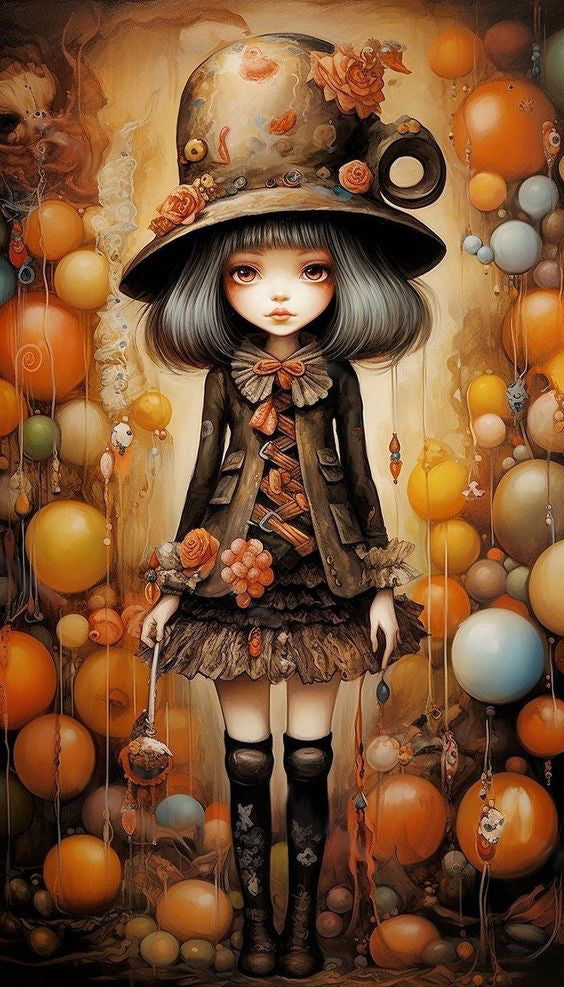 AB Diamond Painting - Full Round - Dark big eyes doll girl (40*70CM)