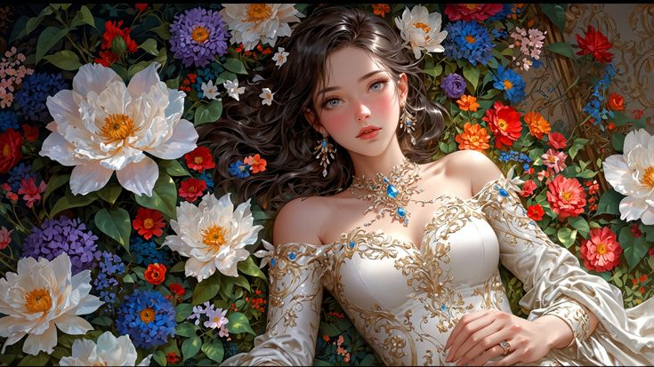 AB Diamond Painting - Full Round - Fantasy flower girl (70*40CM)