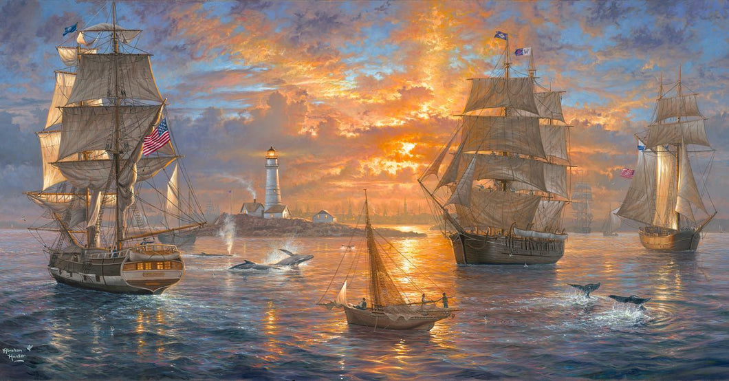 AB Diamond Painting - Full Round - American Lighthouse Clipper (80*40CM)