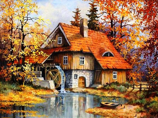 AB Diamond Painting - Full Round - Scenery House (50*70cm)