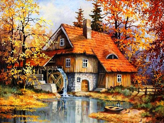 AB Diamond Painting - Full Round - Scenery House (50*70cm)