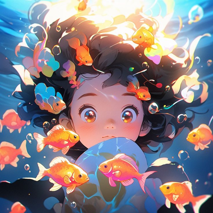 AB Diamond Painting - Full Round - anime goldfish girl (40*40CM)