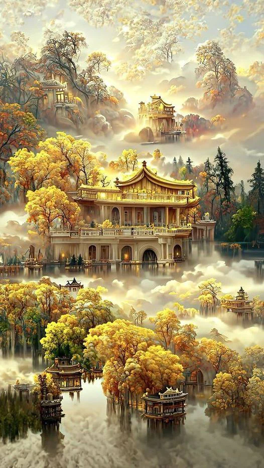 AB Diamond Painting - Full Round - Golden World (40*70cm)