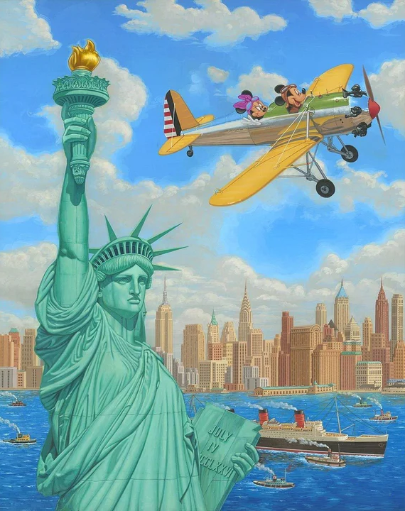 Diamond Painting - Full Round - Disney Mickey Mouse and the Statue of Liberty (30*40CM)