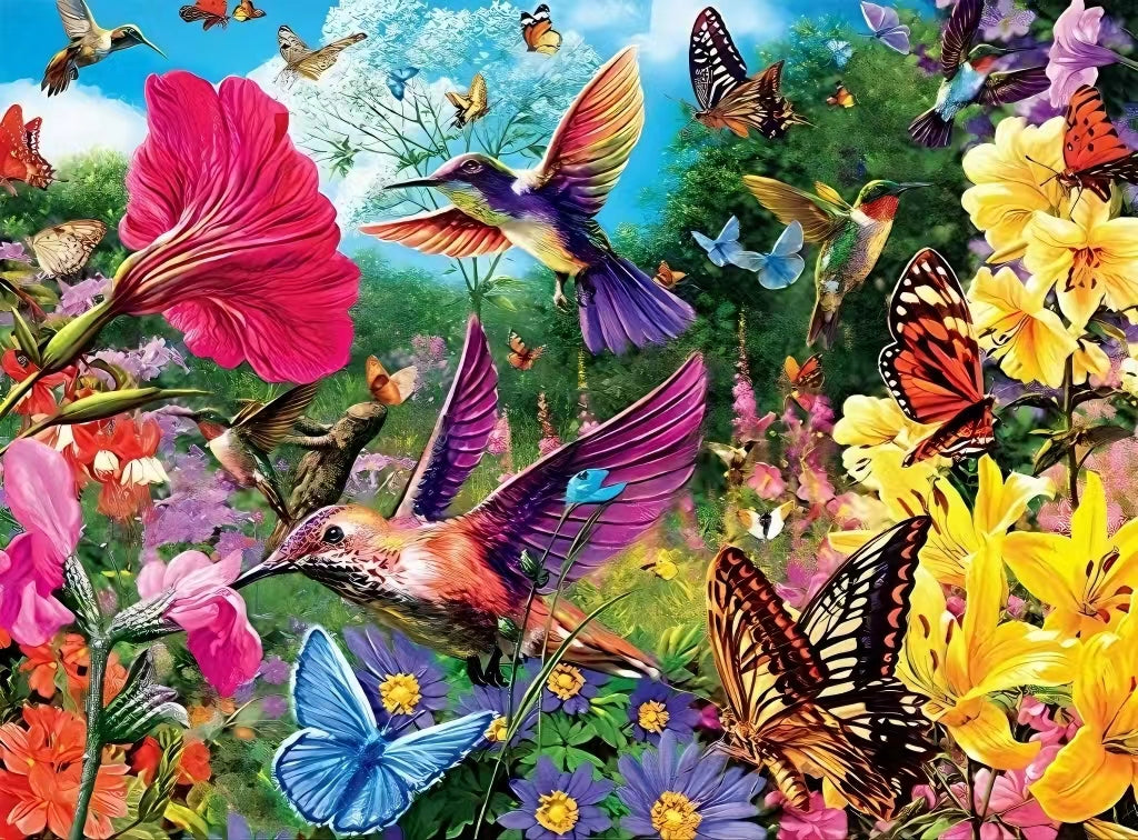 AB Diamond Painting - Full Round - Hummingbird Garden (40*50cm)